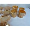 Image 4 : Vintage Fire-King Peach Lustre Coffee Mugs, Saucers & a Small Bowl