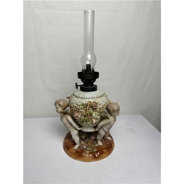 Antique Cherub Oil Lamp