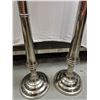Image 3 : Pair of Tall Metal Stands with Glass Bell Jars