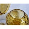Image 3 : MCM Amber Bubble-Glass Punch Bowl with Lid & Round Glass Cups, 13-Piece Set