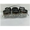 Image 1 : Vintage Vitreon Queens Lusterware Silver Fade & Sugar-textured floral leaf Roly Poly Cocktail Glasse
