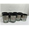 Image 1 : Vintage 1950-1960s Silver Ombre Fade & Embossed Botancial Leaf Motif Lowball Glasses