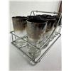 Image 3 : Vintage 1950-1960s Silver Ombre Fade & Textured Frosted Floral Rose Highball Glasses Caddy Beverage 