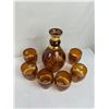Image 2 : Vintage Bohemian Amber Hand-Etched Deer & Woodland Scene Cut-to-Clear Glass Crystal Decanter   & Tum