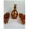 Image 3 : Vintage Bohemian Amber Hand-Etched Deer & Woodland Scene Cut-to-Clear Glass Crystal Decanter   & Tum
