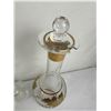 Image 4 : Vintage Hand-Painted Bohemia Crystal Frosted Decanter w/Lid and Shimmery Gold Leaves, and 6 Glasses 