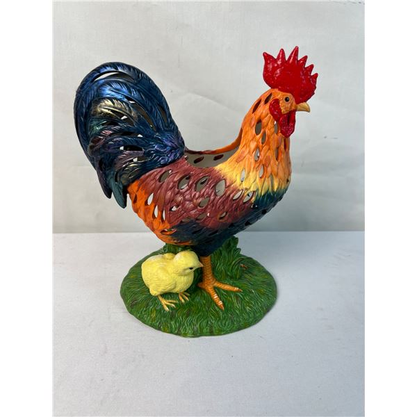 Ceramic Rooster & Chicks Tealight Farmhouse Candle Holder