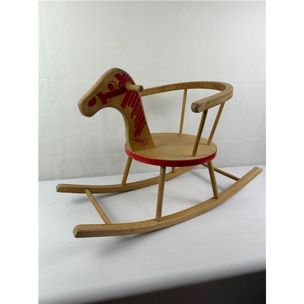 Vintage 1950s European Wood Rocking Horse for Toddlers