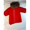 Image 1 : Inuit Wool Jacket with Fur Hood, Red-Orange