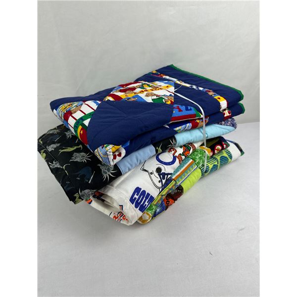 4 New Blue & Green Baby Handcrafted Patchework Quilts