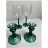 Image 4 : New 8 Libbey Green Candlestick Holders & Goblets Set & 2 Luminarc Salad Bowl and Platter