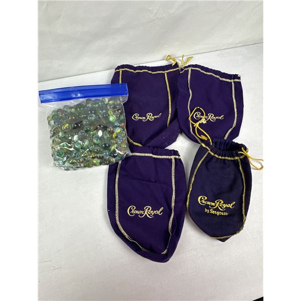 Bag Vintage Marbles with 4 Crown Royal Bags