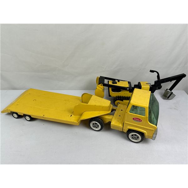 Tonka Tractor & Trailer With Tonka Backhoe