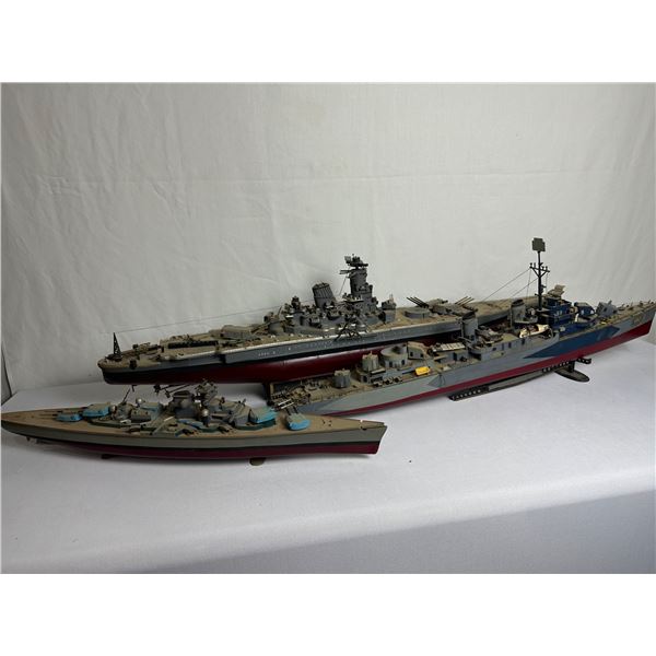 3 Hand Assembled Ship Models - Very Vintage