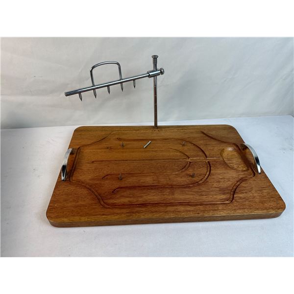 Vintage Wooden Carving Board with Meat Spikes