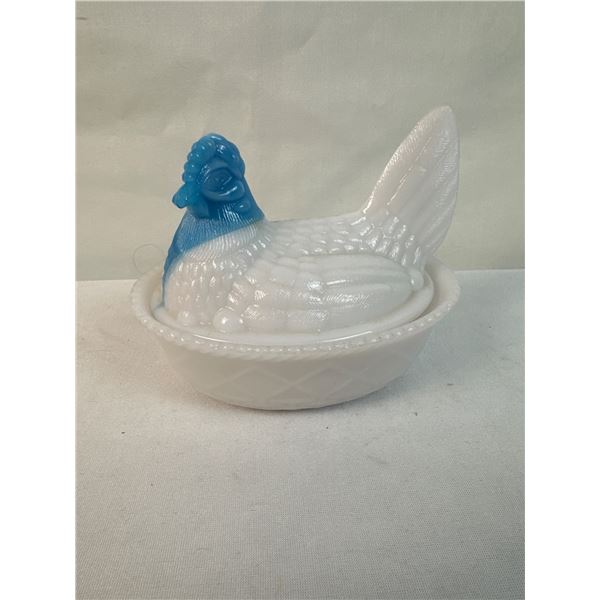 Vintage Westmoreland MilkGlass with Bright Blue Head