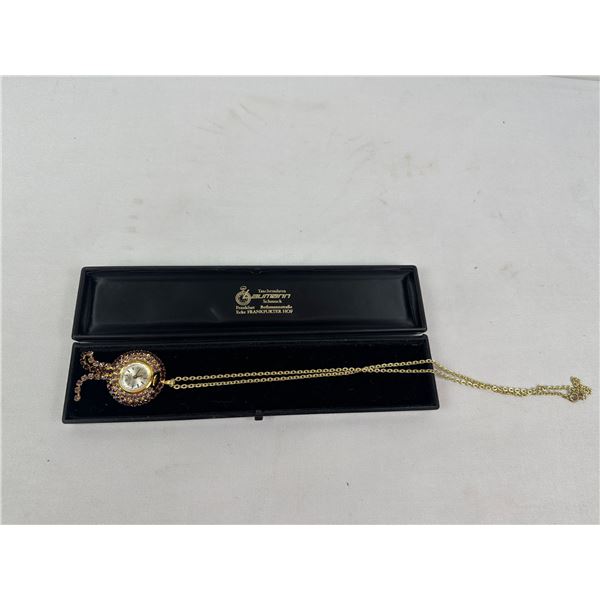 Vintage Gold Toned Pendant Watch Necklace