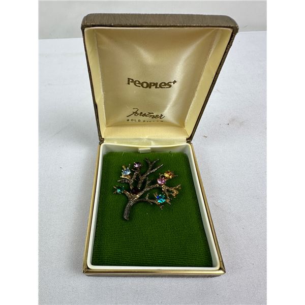 Vintage Gold Filled Forstner Tree Brooch