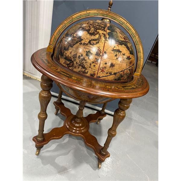 Vintage Italian Style Globe Bar Cabinet - On Wheels