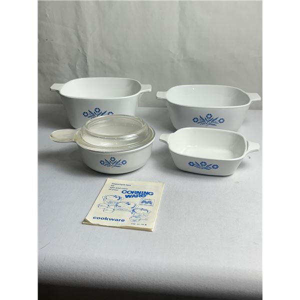 CorningWare Cornflower Blue set with original pamphlet