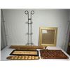 Image 1 : Vintage wood decor-vintage game board lot, game board, wood rack, plate rack, abacus board