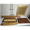 Image 3 : Vintage wood decor-vintage game board lot, game board, wood rack, plate rack, abacus board