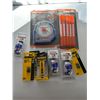 Image 1 : Tool Lot Swanson Angle Finder + Carpenter Pencils + 3 Lenox Bi-Metal Hole Saws + DeWalt Bits