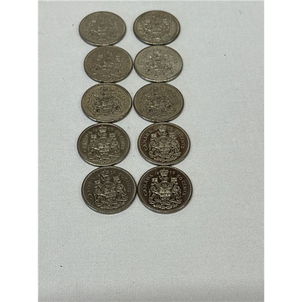10 x Mixed Nickel 50 Cents (Various Dates) 10Pcs 1960-70's