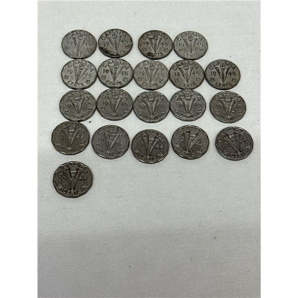 WW2 20X  Mixed 1944-1945 Victory Nickles 5 Cents