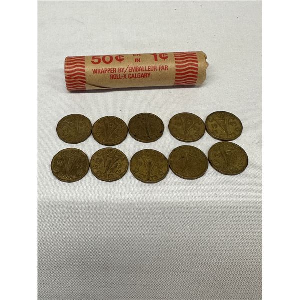 1943 Canada 5 Cents Tombac WWII George VI Nickel Lot of 10 Vintage World Coins &  50x 1943 Canada Ge