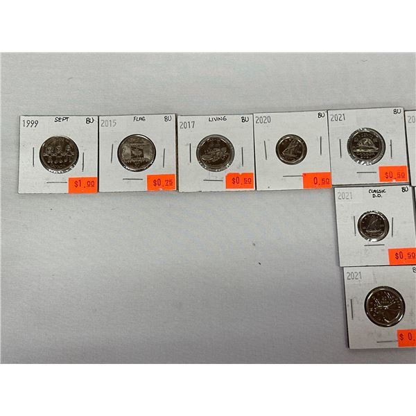 1990-2000's Brilliant Uncirculated (MS63) 17 Coin Lot BU Canadian Collectors