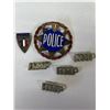 Image 1 : Obsolete French Police Cap Badge + National Police Pin + 2 Her Majesty HMP Shoulder Titles