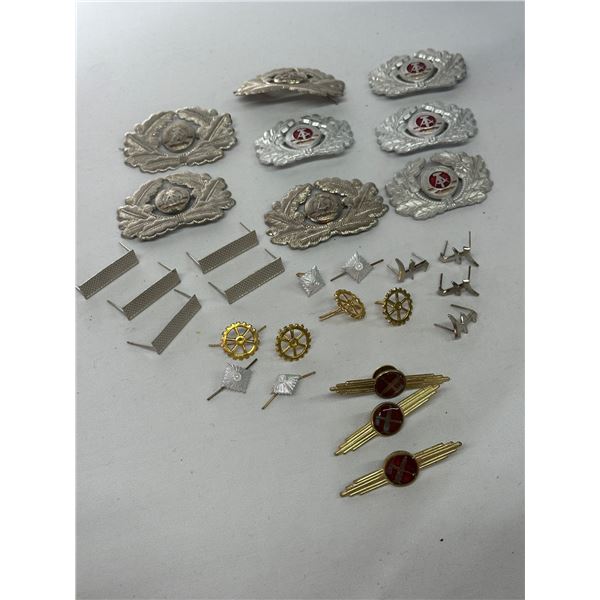 East German DDR NVA Badges + Shoulder Rank Strips + Engineer Badges & Rank Pips 27 Piece Lot