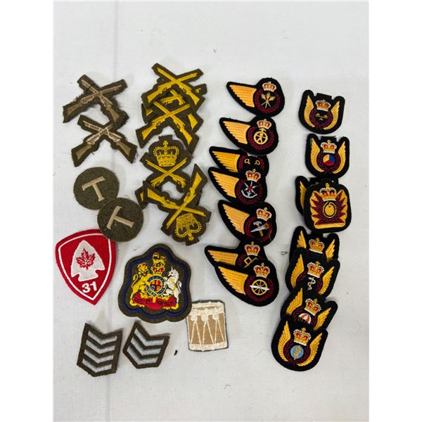 Royal Canadian Army Marksman & RCAF Padded Trade Badges  28 Piece Military Insignia Lot