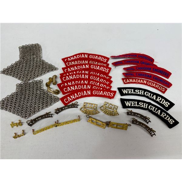 Canadian Military Shoulder Title Pairs – Includes Chain Metal Pair, 7 Cloth + 7 Metal, 15 C