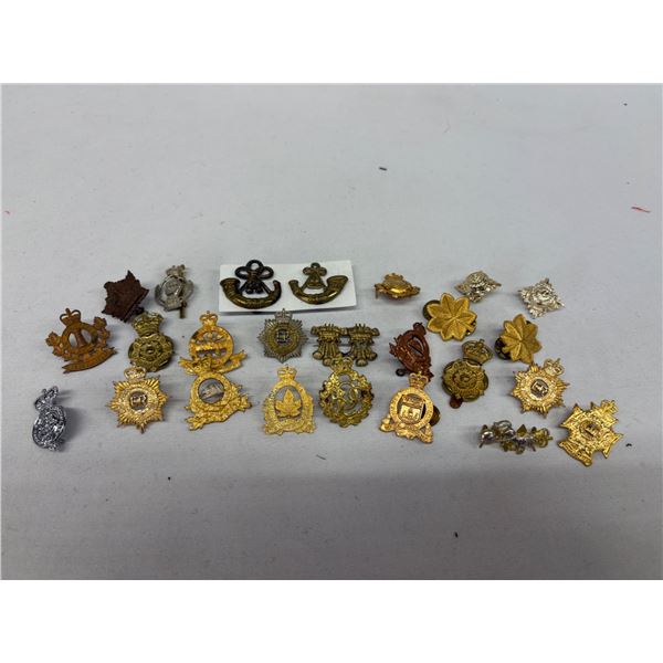 25 Military Collar Badges Lot – Assorted Insignia