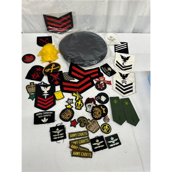 Canadian Forces Chevrons & Patches With Black Beret Lot