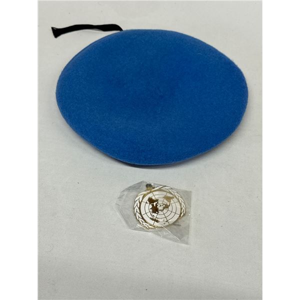 UN Blue Beret United Nations Peacekeeping Force Cap Hat With UN Badge Cockade Souvenir