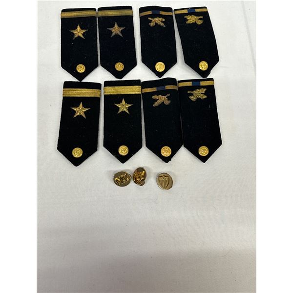 4 Military Shoulder Epaulet Pairs – US Navy Gemsco Bullion + 3 Enlisted Pins