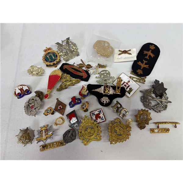 40 Mixed Countries Cap & Collar Badges – WW2 & Post-War Military Lot