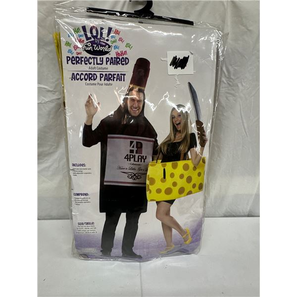 NEW Adult Wine & Cheese Black/Yellow Outfits Couples Halloween Costume, Standard