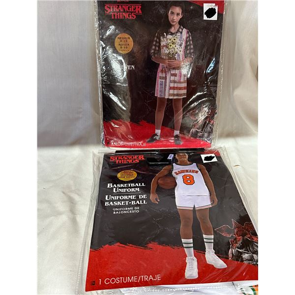 Adult Stranger Things Lucas Basketball Uniform + Med Eleven Multi-Coloured Dress Halloween Costumes 