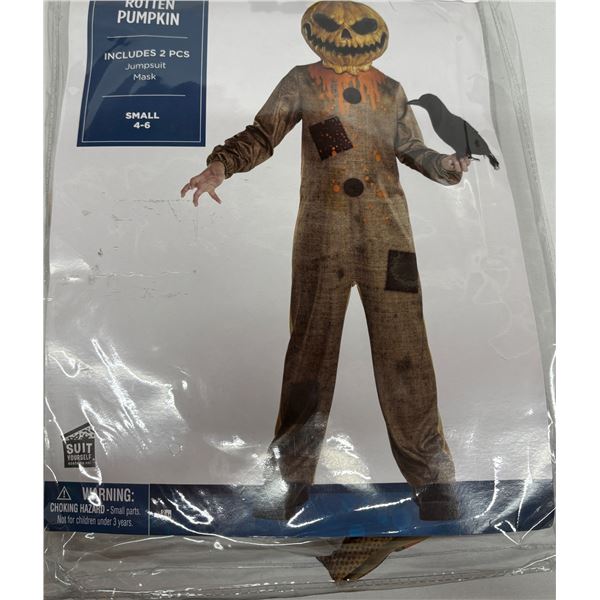 Rotten Pumpkin Scary Scarecrow Halloween Costume Kids Size 4-6