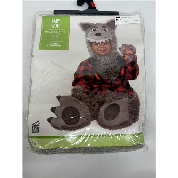 Infant (0-6) Wolf Grey Jumpsuit with Hood Halloween Costume
