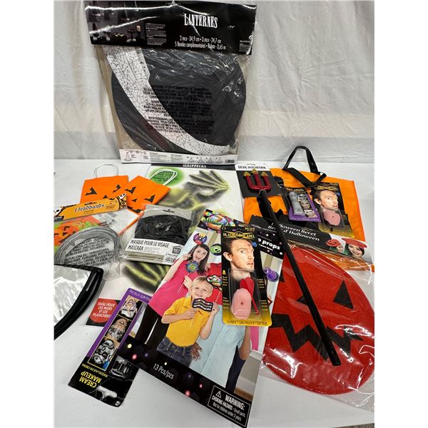 10 Piece Halloween Accessory Lot – Pumpkin Beret, Hanging Laterns , Makeup + Extras, See Pi