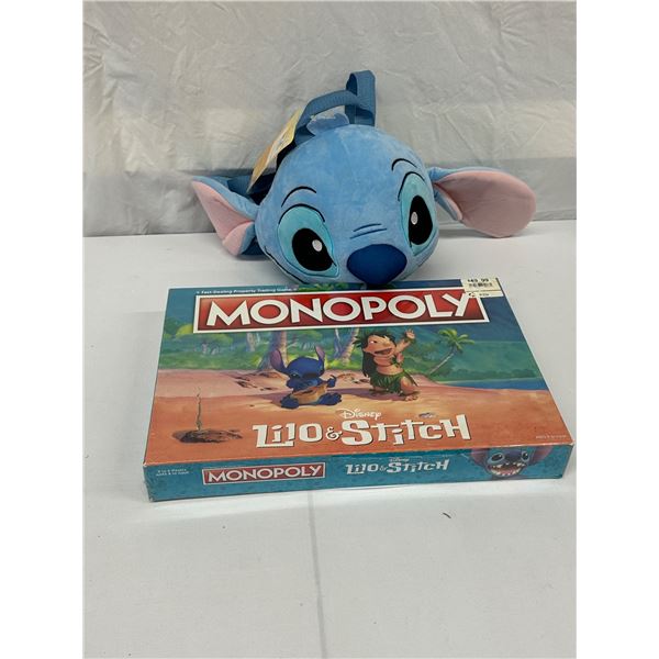 Lilo & Stitch Lot – Monopoly Game + Backpack, 2 Lot NEW