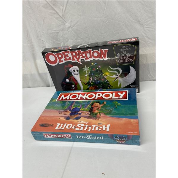 NEW Games: Operation The Nightmare Before Christmas + Monopoly Lilo & Stitch 2 Lot