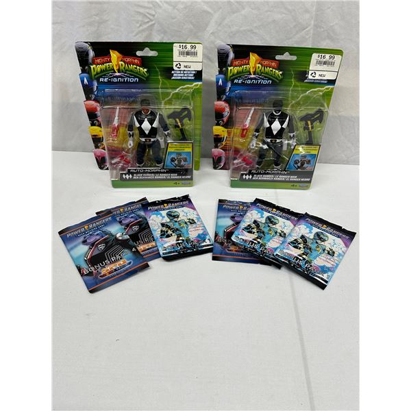 2 Power Rangers Auto Morphin Figures + 6 Packs PR TCG Packs Lot