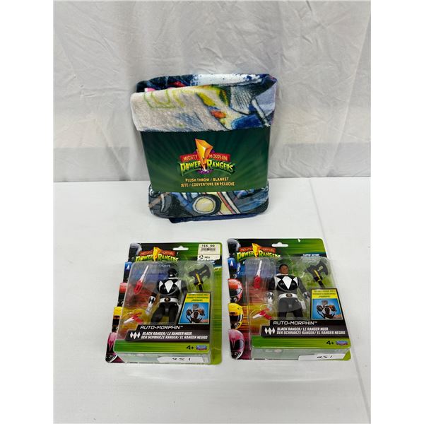 2 Power Rangers Auto Morphin Figures + Plush Throw 3 Lot