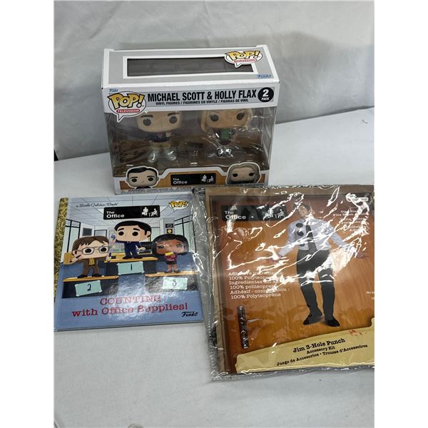 The Office Collectors Lot – Funko Mike & Holly + Golden Book + Jim's 3-Hole Punch Kit